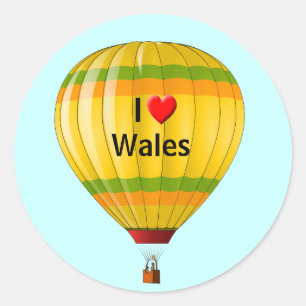 I Love Wales hot air balloon Classic Round Sticker