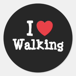 I love Walking heart custom personalised Classic Round Sticker