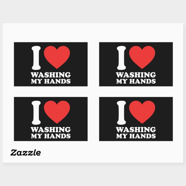 I Love Washing My Hands Rectangular Sticker (Sheet)