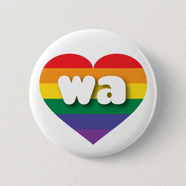 I Love Washington State Rainbow Heart 6 Cm Round Badge (Front)
