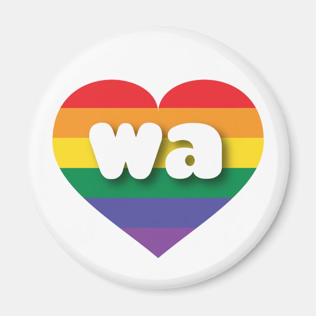 I Love Washington State Rainbow Heart Magnet (Front)
