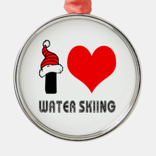 I Love Water Skiing Design Metal Ornament