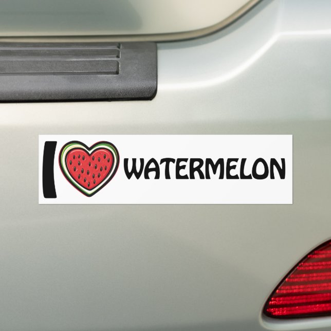 I love Watermelon Bumper Sticker (On Car)
