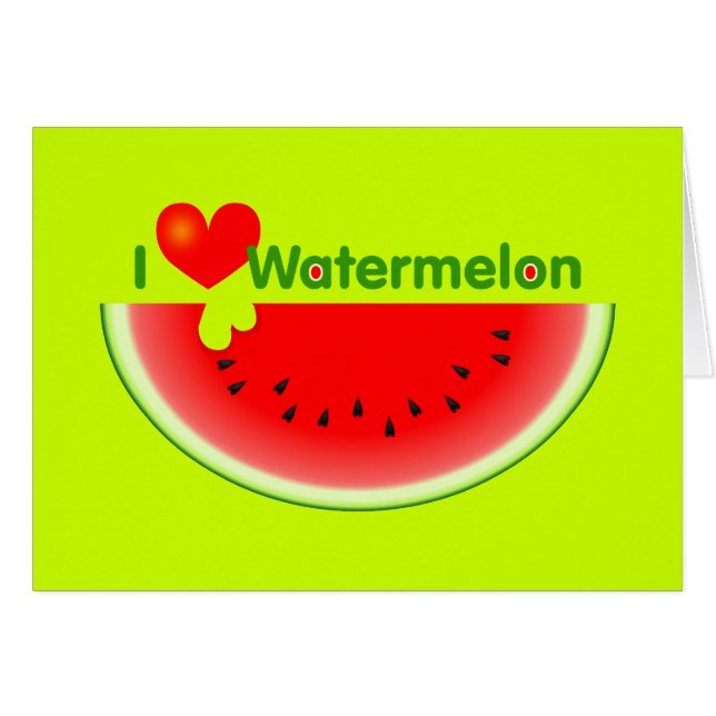 I Love Watermelon Card (Front Horizontal)