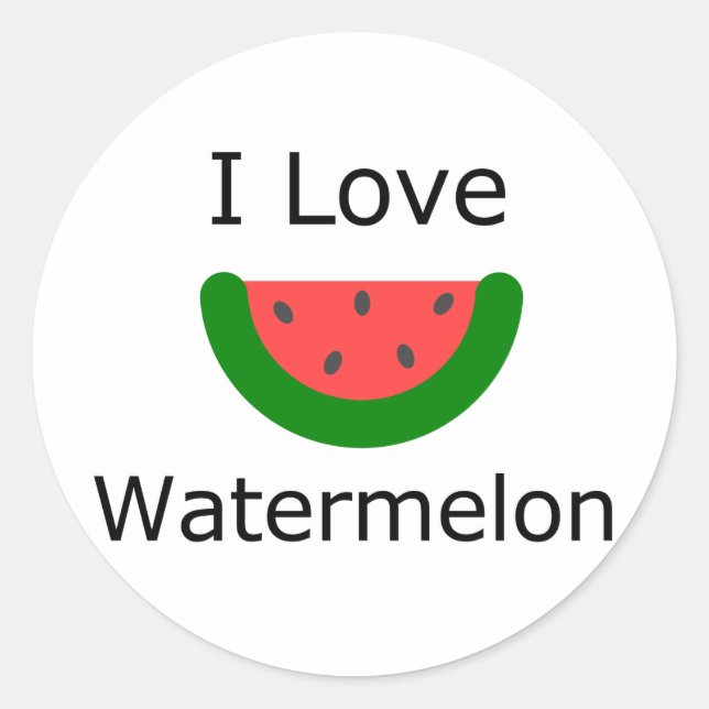 I Love Watermelon Classic Round Sticker (Front)