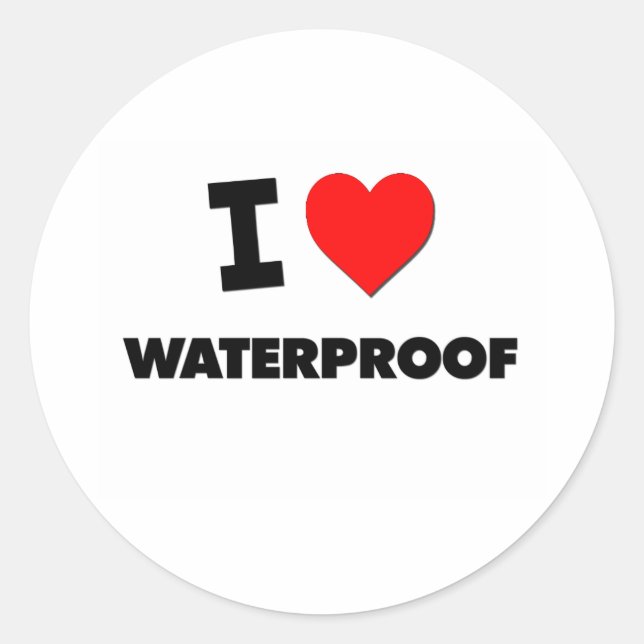 I love Waterproof Classic Round Sticker (Front)