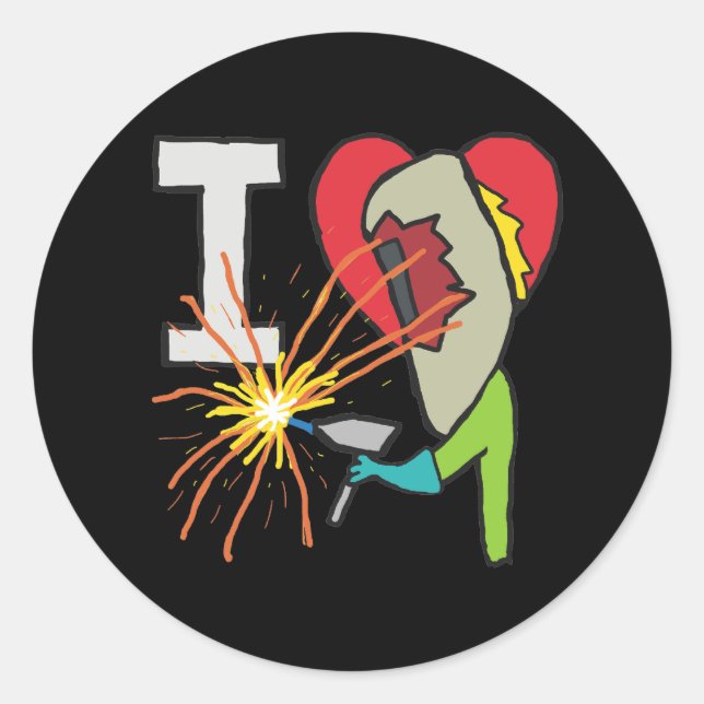I Love Welding Classic Round Sticker (Front)