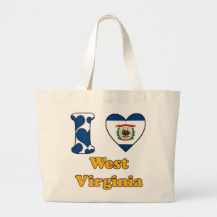 I love West Virginia Large Tote Bag