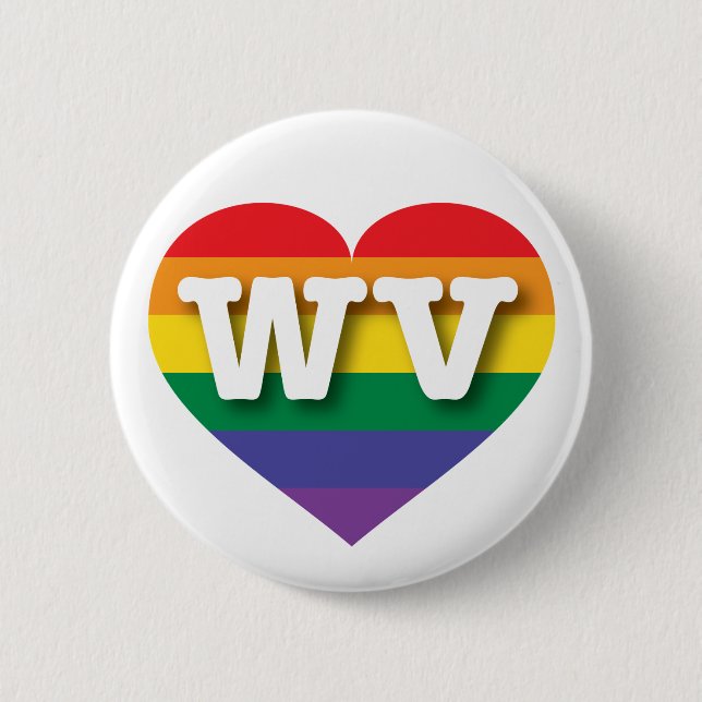 I Love West Virginia Rainbow Heart 6 Cm Round Badge (Front)