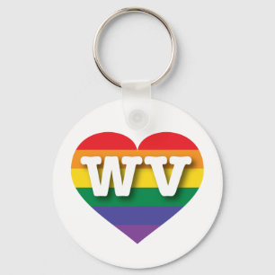 I Love West Virginia Rainbow Heart Key Ring