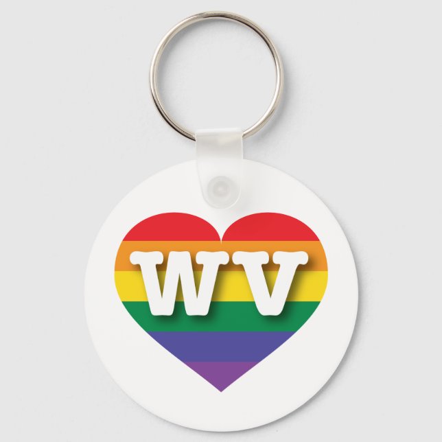 I Love West Virginia Rainbow Heart Key Ring (Front)