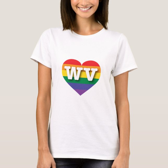 I Love West Virginia Rainbow Heart T-Shirt (Front)