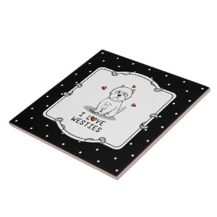 I Love Westies - West Highland White Terriers Cute Ceramic Tile
