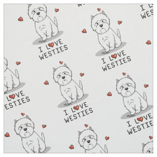 I Love Westies - West Highland White Terriers Fabric