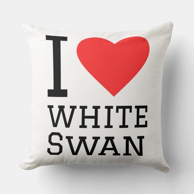 I love while swan cushion (Front)
