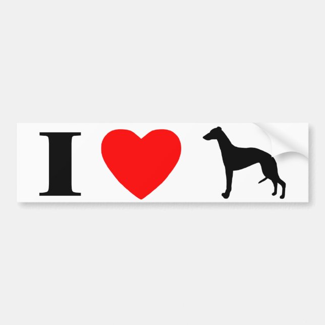 I Love Whippets Bumper Sticker (Front)