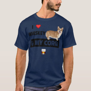 I Love Whiskey and My Corgi Mum Dad Dog Drinking S T-Shirt