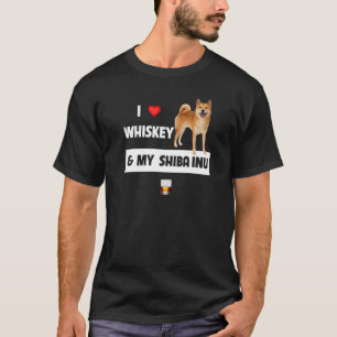 I Love Whiskey And My Shiba Inu Mum Dad Dog T-Shirt