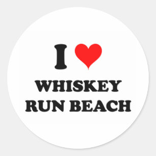 I Love Whiskey Run Beach Oregon Classic Round Sticker