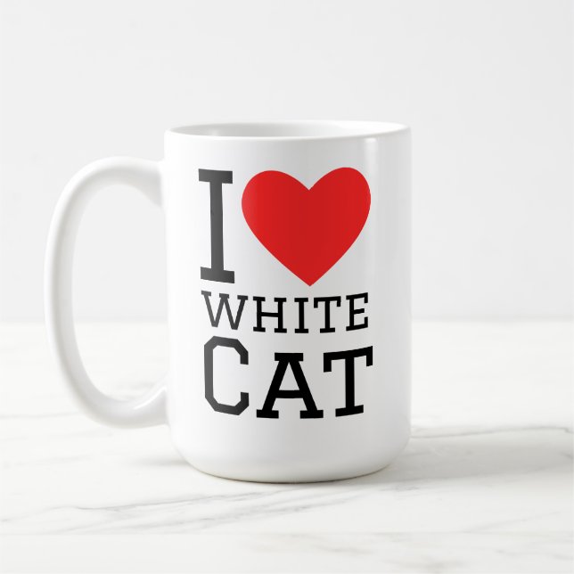 I love white cat coffee mug (Left)