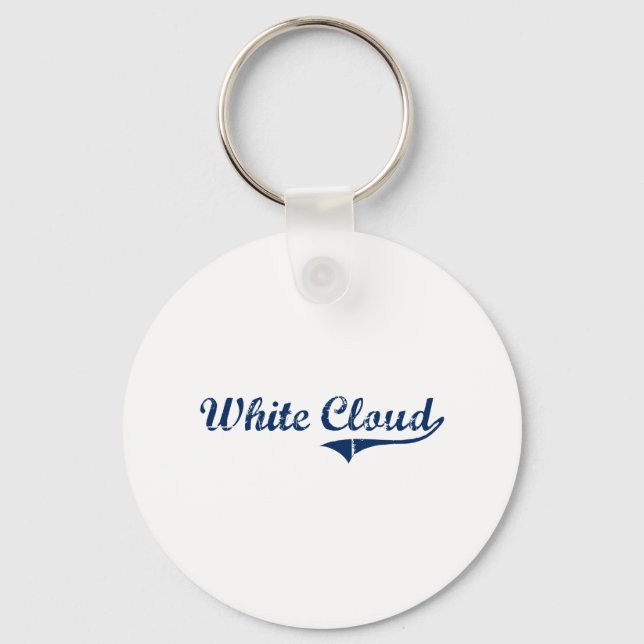I Love White Cloud Michigan Key Ring (Front)