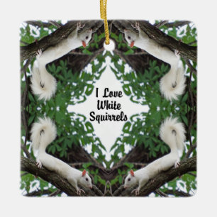 I Love White Squirrels Ceramic Ornament