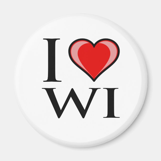 I Love WI - Wisconsin Magnet (Front)