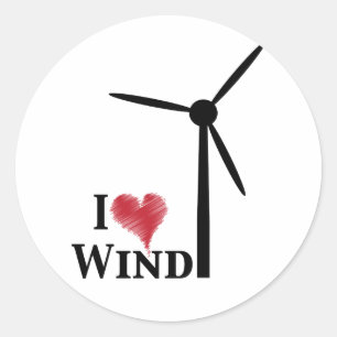 i love wind energy classic round sticker