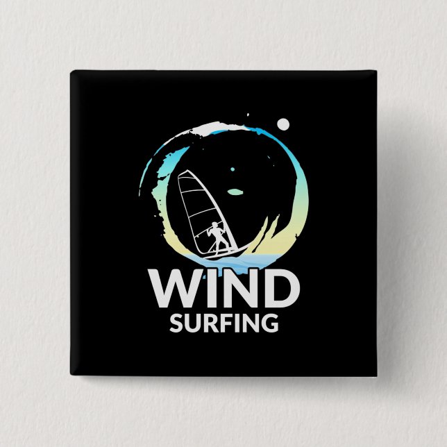 I Love Windsurfing 15 Cm Square Badge (Front)