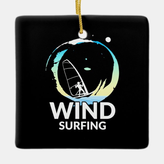 I Love Windsurfing Ceramic Ornament (Front)