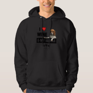 I Love Wine And My Beagle Mum Dad Hunting Dog Dr Hoodie