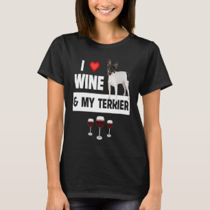 I Love Wine and My Smooth Fox Terrier Dog Mum Dad  T-Shirt