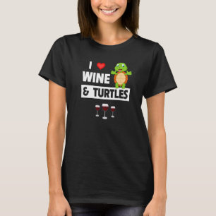 I Love Wine and Turtles Drinking Glass Tortoise Re T-Shirt