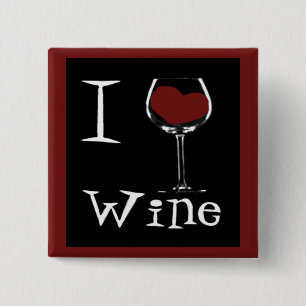 I Love Wine-Heart 15 Cm Square Badge