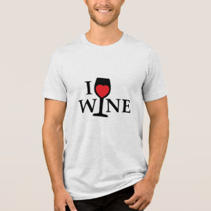 I love wine, I like wine with red heart Tri-Blend Shirt