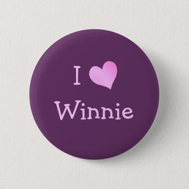 I Love Winnie 6 Cm Round Badge (Front)