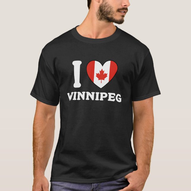 I Love Winnipeg Canada Heart Flag T-Shirt (Front)