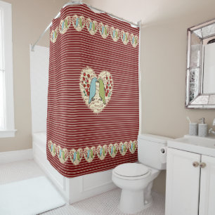 I Love Winter Birds and Berries Shower Curtain