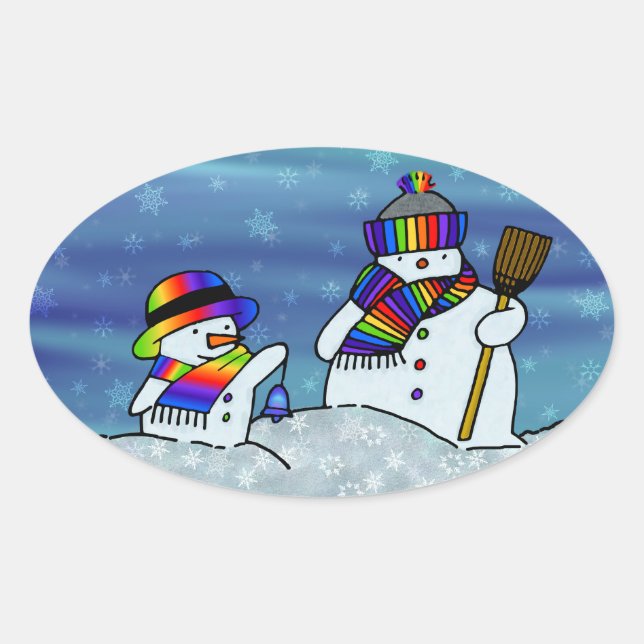 I love winter! oval sticker (Front)