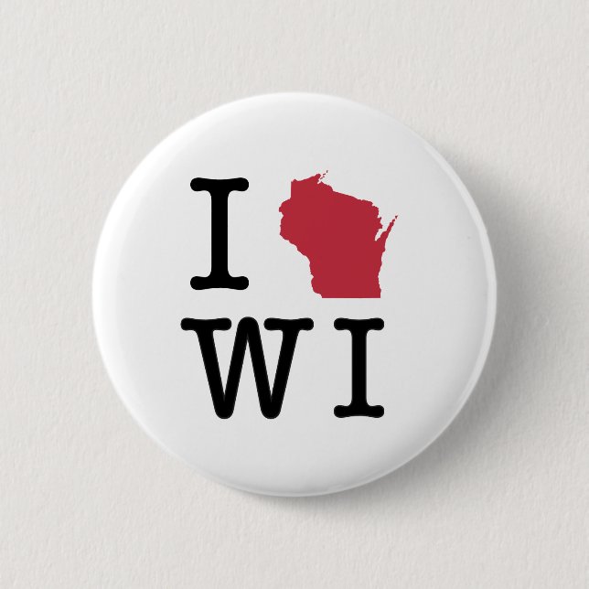 I Love Wisconsin 6 Cm Round Badge (Front)