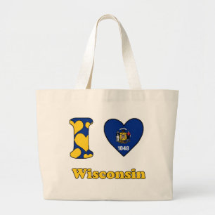 I love Wisconsin Large Tote Bag