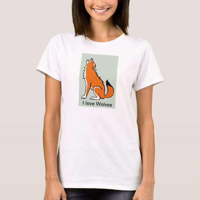 I love WOLVES - Endangered animal graphic T-Shirt (Front)