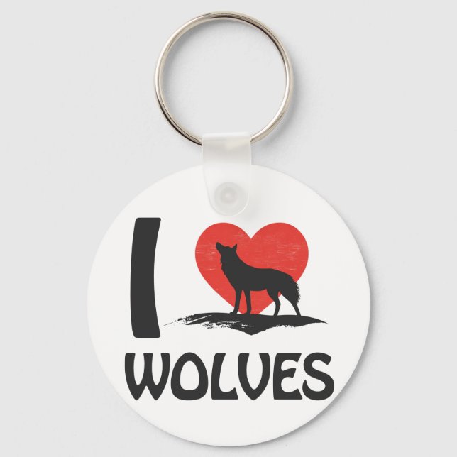 I love Wolves Key Ring (Front)