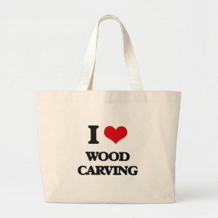 I Love Wood Carving Large Tote Bag