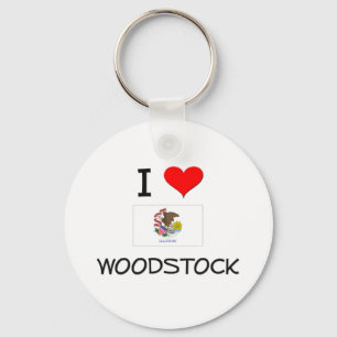 I Love WOODSTOCK Illinois Key Ring