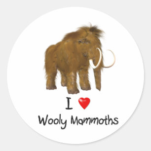 "I Love Wooly Mammoths" Wooly Mammoth Classic Round Sticker