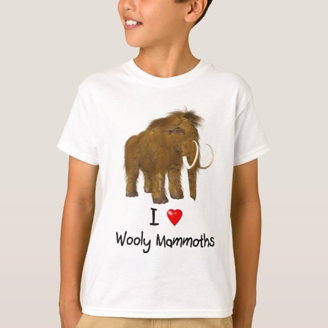 "I Love Wooly Mammoths" Wooly Mammoth T-Shirt (Front)