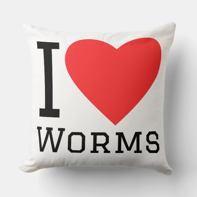 I love worms cushion (Front)