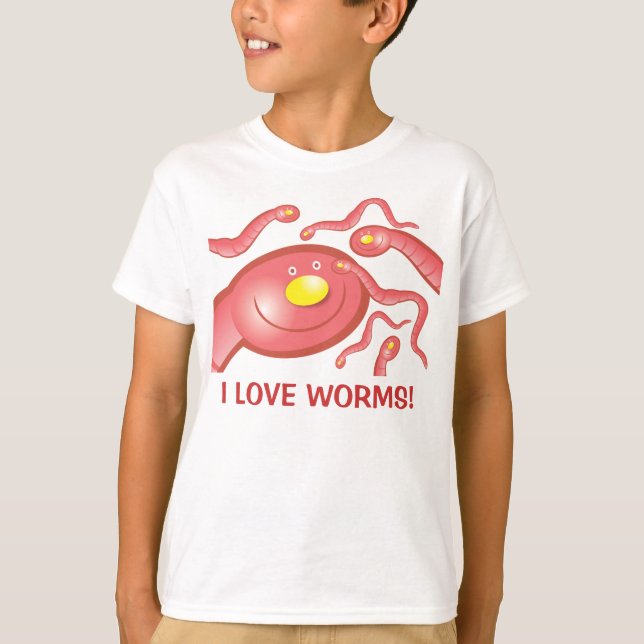 'I Love Worms!' T-Shirt (Front)
