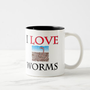 I Love Worms Two-Tone Coffee Mug